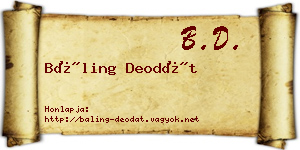 Báling Deodát névjegykártya